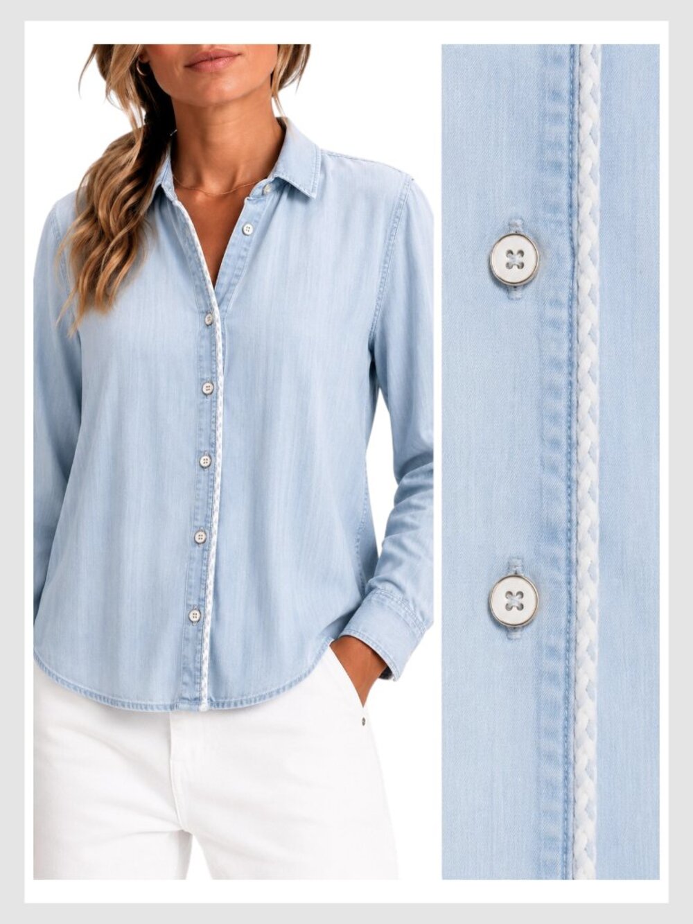 Anthropologie Cloth & Stone Light Blue Chambray Button Down Shirt XS